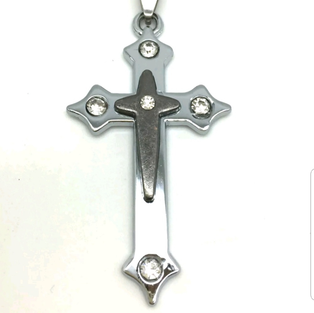 Stainless Steel Cross Pendant Necklace - Picture 1 of 3
